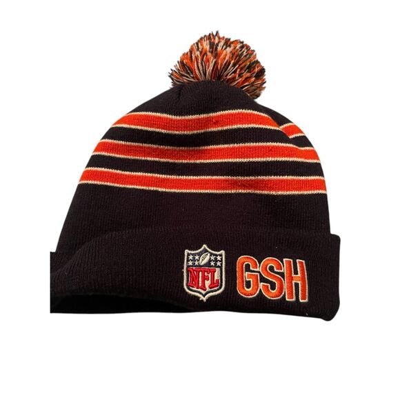New Era Mens NFL Chicago Bears Fan Gear Pompom Beanie Hat Navy Orange One Size - Picture 2 of 3